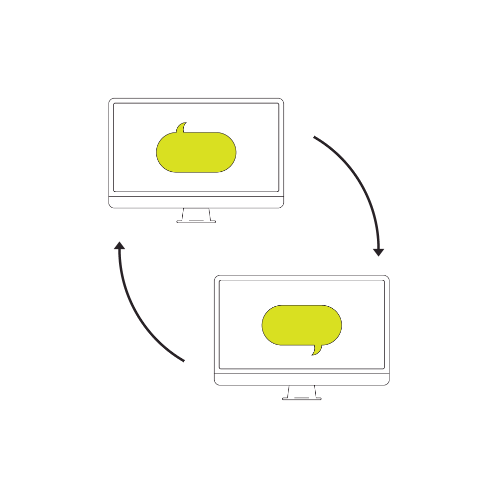 Callouts communicate between two computer screens