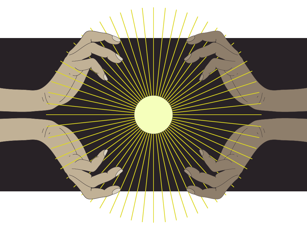 Two pairs of hands encompass a radiant nova that represents your higher and most authentic self
